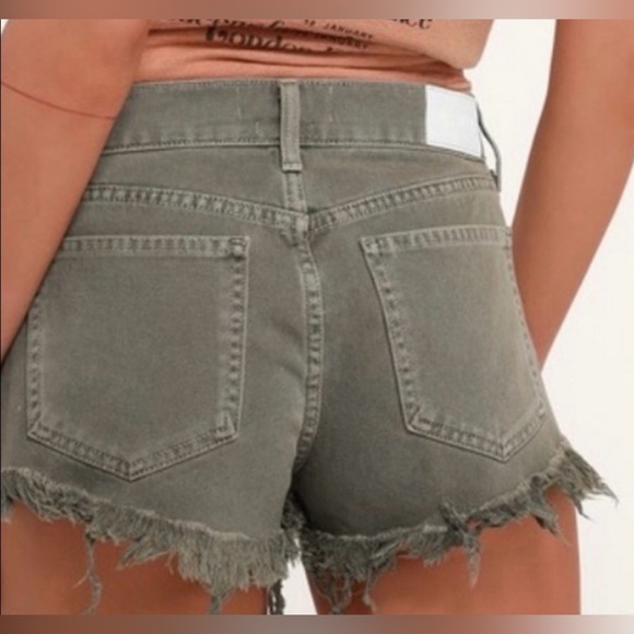 Pistola Gigi Low-Rise Cut-Off Distressed in Washed Olive Green Size 27 - Picture 2 of 15